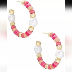 Kendra Scott-'Rachel' Hoop Pink Pearl Gold Earrings